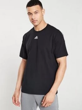 Image of Adidas 3 Stripe Centre Logo T-Shirt - Black Size M Men