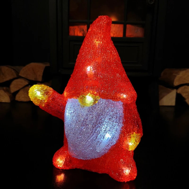Image of 23cm Battery Operated Light up Acrylic Christmas Gonk with LEDs in Red