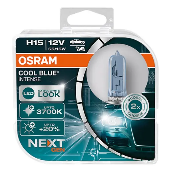 Image of OSRAM 64176CBN-HCB Bulb, spotlight H15 12V 55/15W 3200K Halogen AUDI: A6 C6 Saloon, A5 B8 Coupe, A6 C7 Avant, VOLKSWAGEN: Touareg II, Golf 7 Bulb, sp