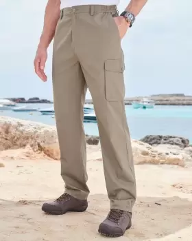 Image of Cotton Traders Mens Wanderer Trousers in Beige