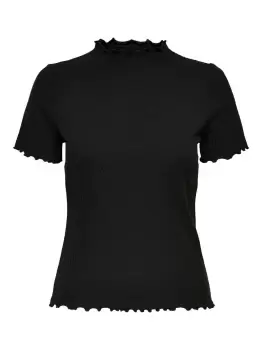 Image of ONLY High Neck Short Sleeved Top Women Black