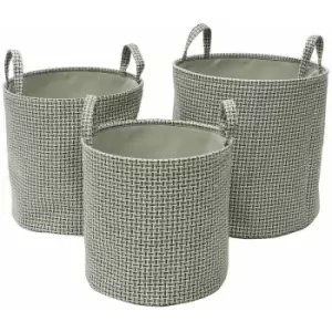 Image of Silva Round Fabric Storage Baskets, Set of 3, Grey - JVL