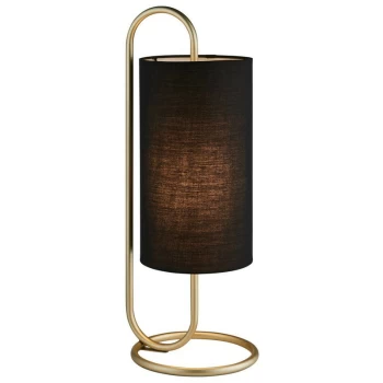 Image of Merano Arenzano Table Lamp Antique Brass Paint & Black Fabric