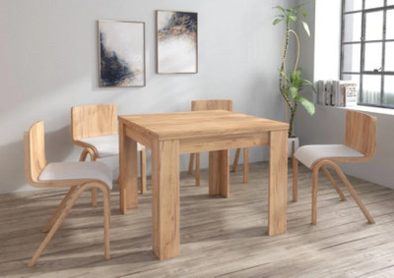 Image of Furneo Modern Dining Table Only Extendable 90-180Cm Oak Effect Golden 01