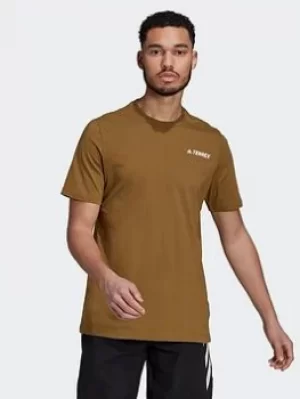 Image of adidas Terrex Mountain Graphic T-Shirt, Brown Size M Men