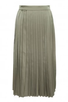 Image of Great Plains Satin Luxe Pleated Skirt Sage Green