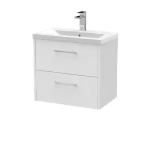 Image of Hudson Reed Juno 600mm Wall Hung 2 Drawer Vanity & Mid-Edge Basin - White Ash