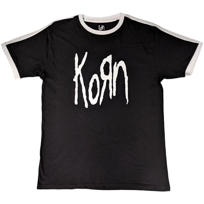 Image of Korn Korn Men Ringer Logo T-Shirt in Black Size: X-Large Black XL Male 5063806640875