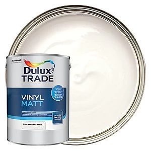 Image of Dulux Trade Vinyl Matt Emulsion Paint - Pure Brilliant White 5L