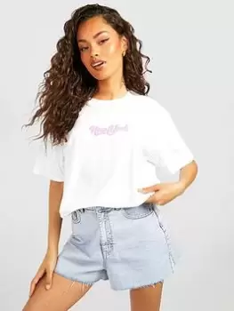 Image of Boohoo New York T-Shirt - White, Size L, Women