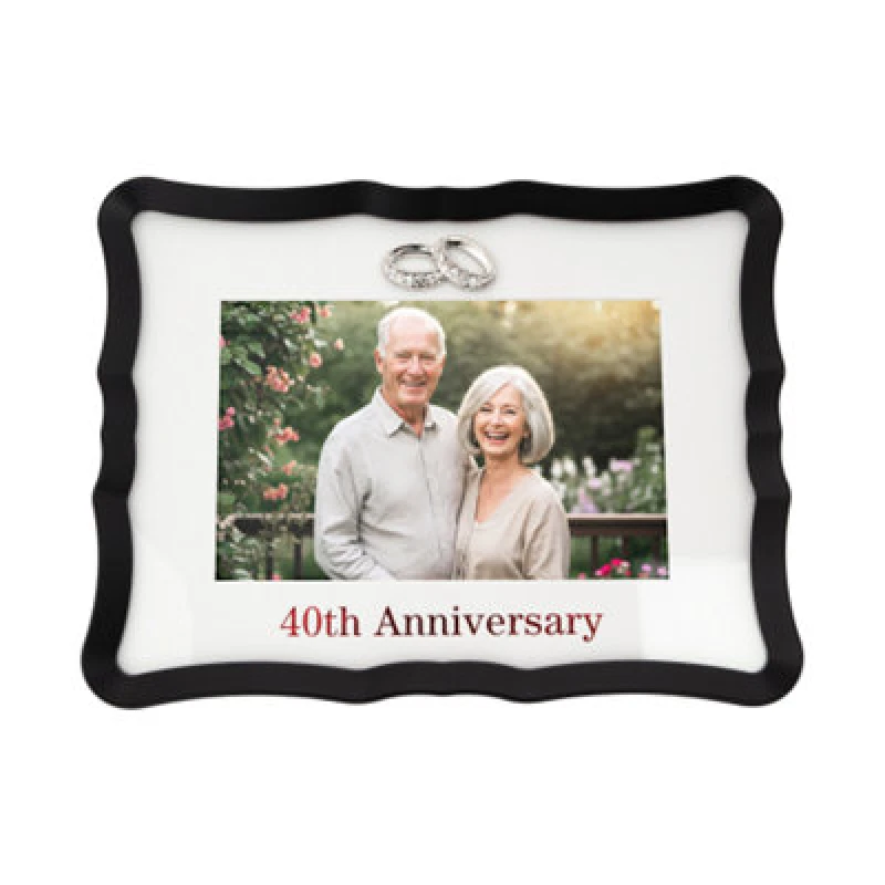 Image of Happy Homewares 40Th Anniversary Landscape 4X6 Frame With Red Text And Silver Rings