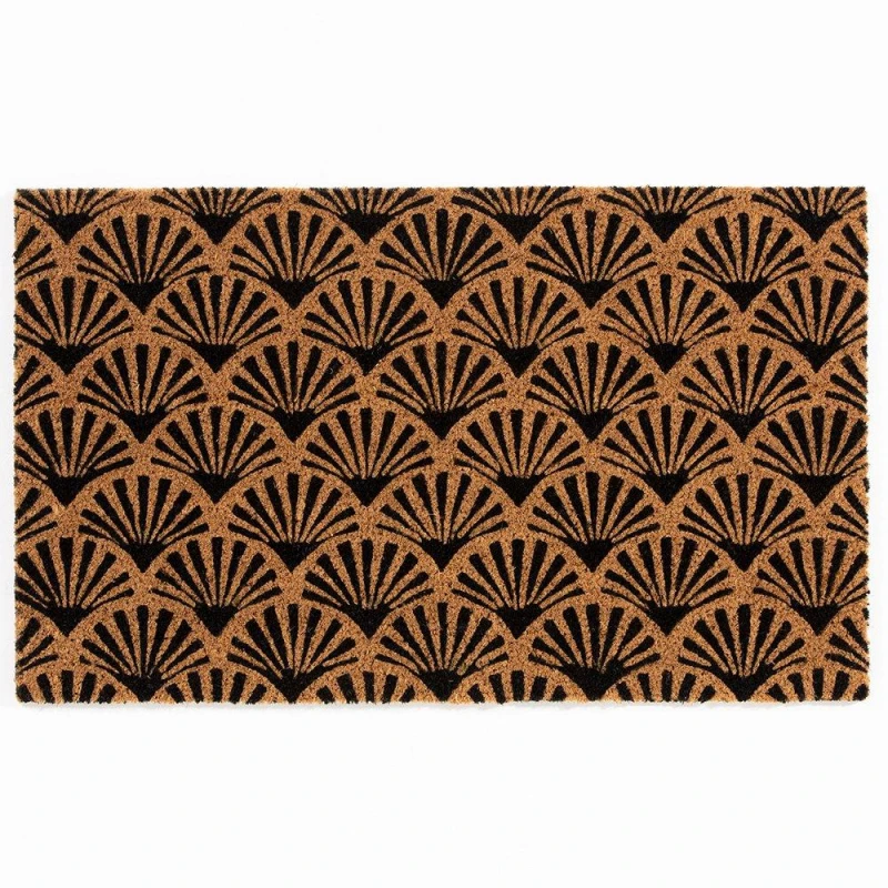 Image of Esselle Astley Printed Latex Backed Coir Printed Forest Green Scallop Deco Doormat Black unisex