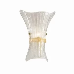 Image of Fiocco 1 Light Indoor Glass Large Wall Light Amber with Decoration, E27