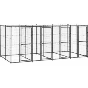 Image of Vidaxl - Outdoor Dog Kennel Steel with Roof 9.68 m² Black