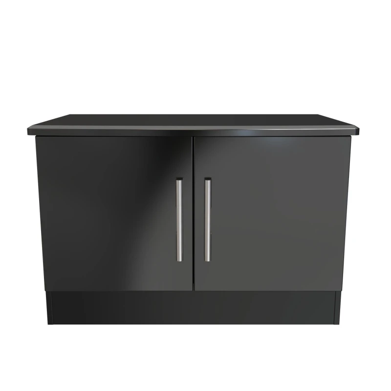Image of Harrow Compact 2 Door TV & Media Unit In Black Gloss (Ready Assembled)
