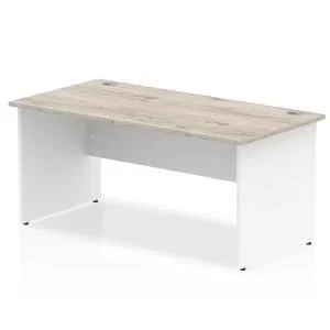Image of Impulse Panel End 1600 Rectangle Desk Grey Oak Top White Panels