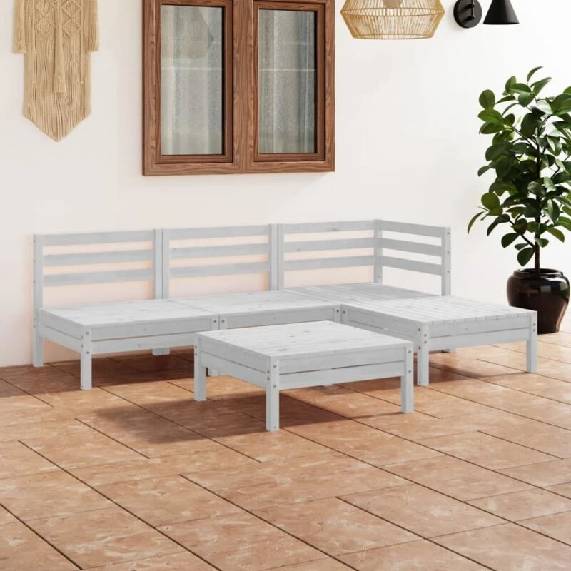 Image of VIDAXL 5 Piece Garden Lounge Set Solid Pinewood White Vidaxl 8720286685150