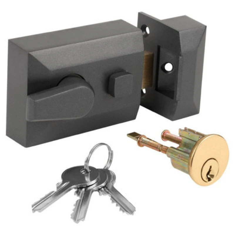 Image of Deadlocking Double Nightlatch - Standard - Gun Metal - Hardware Solutions