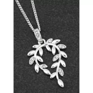Image of Back To Nature Silver Plated Pave Leaf Curl Necklace