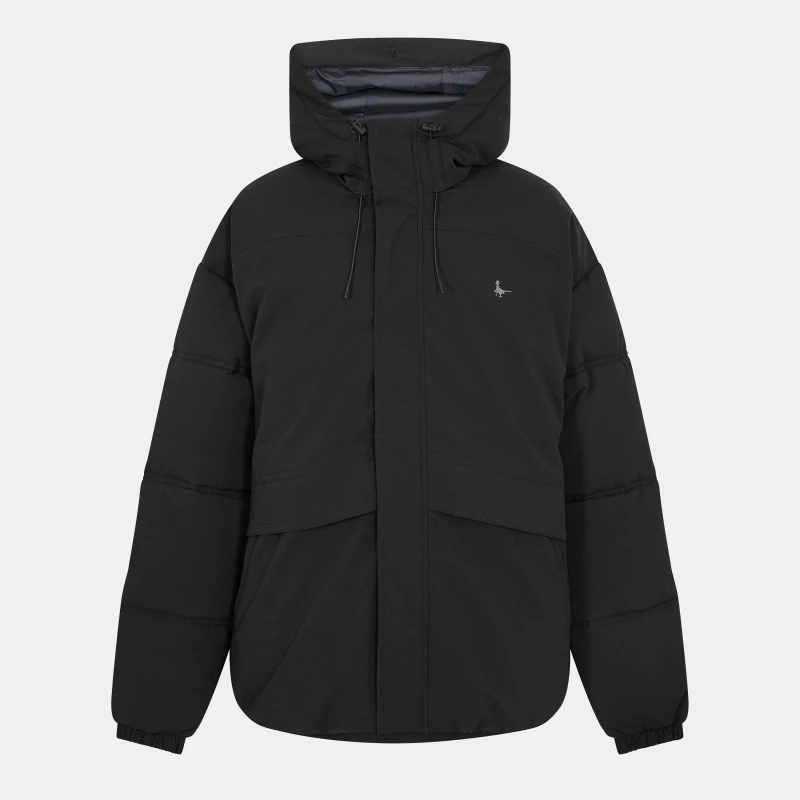Image of Jack Wills Mens Salcombe Adjustable Hood Short Puffer Jacket Black male XS