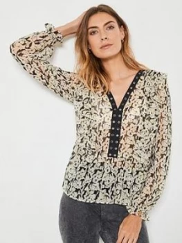Image of Mint Velvet Beth Print Ruffle Top - Multi