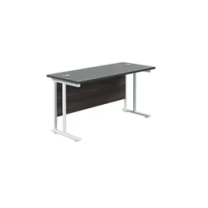 Image of Jemini Rectangular Cantilever Desk 1400x600x730mm Dark Walnut/White KF806431