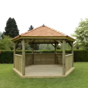 Image of Forest Garden Hexagonal Gazebo With Cedar Roof, (W)4.9M (D)4.24M
