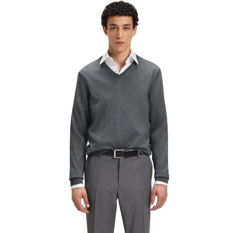 Image of Boss Mens Melba P Knitted Top Medium Grey male S