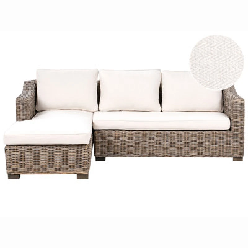 Image of Beliani Garden Corner Sofa 3 Seater Valletri Right Hand Rattan Grey