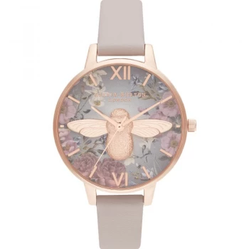Image of Ladies Olivia Burton British Blooms 3D Bee Vegan Rose & Rose Gold Watch