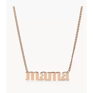 Image of Fossil Womens Georgia Mama Rose Gold-Tone Stainless Steel Necklace - Rose Gold