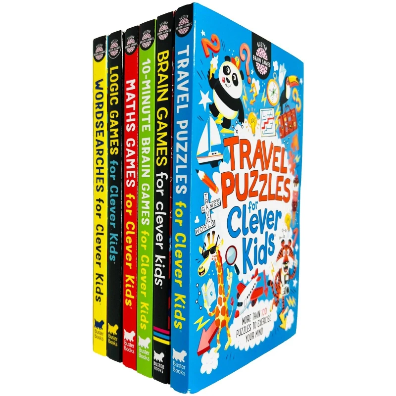 Image of Clever Kids Brain Games 6 Books Collection Set Travel Puzzles for Clever Kids Paperback Gareth Moore, Chris Dickason Books