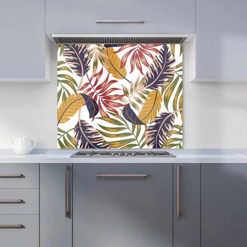 Image of Warren Reed - Designer Hawaiian Style Jungle Leaves Kitchen Splashback in Brown Size: 900mm x 750mm Brown Unisex 900mm x 750mm
