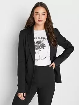 Image of Long Tall Sally Black Scuba Crepe Blazer, Black, Size 16, Women