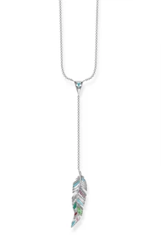 Image of Ladies Thomas Sabo Sterling Silver Glam & Soul Feather Necklace KE1748-340-7-L45V