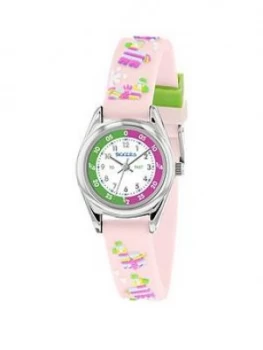 Image of Tikkers Tikkers White Dial Pink Pinata Print Strap Kids Watch