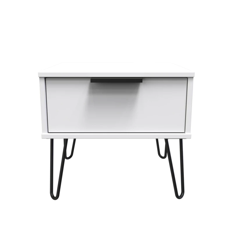 Image of Fuji 1 Drawer Side Table In White Matt (Ready Assembled)
