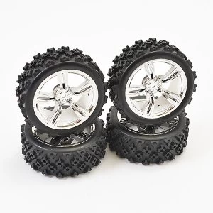 Image of Fastrax 1/10Th Touring Wheel/ Rally Block 5-Spoke Chrome (4)