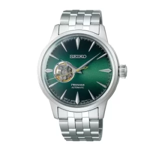 Image of Seiko Presage Cocktail Time Grasshopper Automatic Movement Green Dial Stainless Steel Bracelet SSA441J1