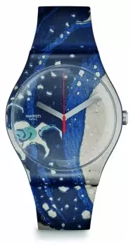 Image of Swatch SUOZ351 Louvre Abu Dhabi THE GREAT WAVE BY HOKUSAI Watch