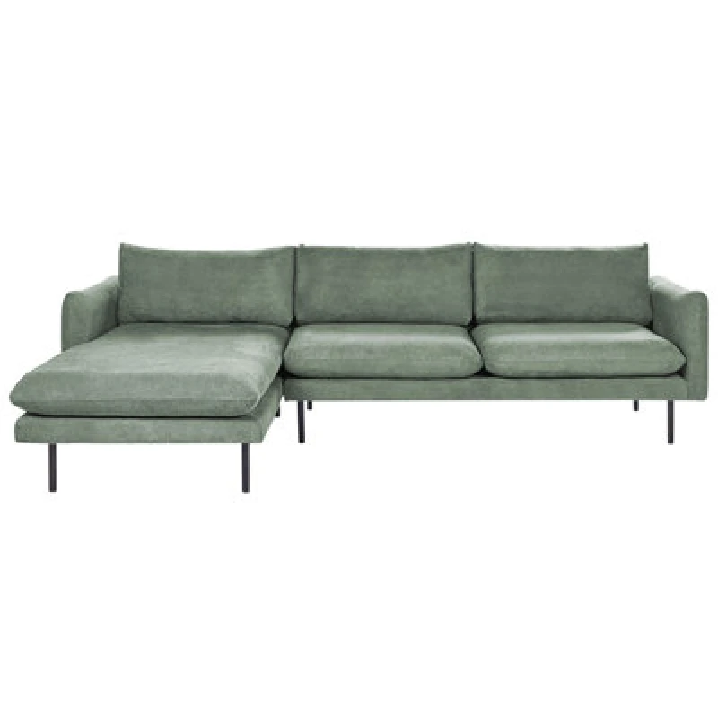 Image of Beliani Corner Sofa 4 Seater Vinterbro Fabric Light Green Right Hand
