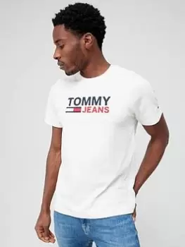 Image of Tommy Jeans Corp Logo T-Shirt - White, Ancient White, Size S, Men