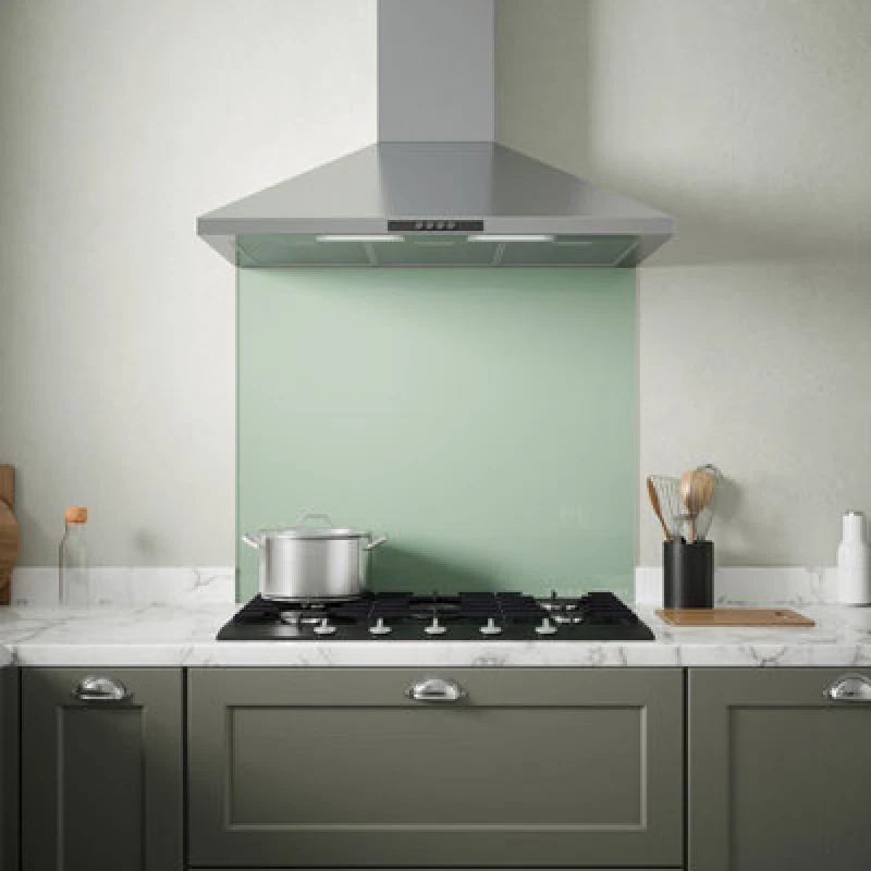 Image of Laura Ashley Eau De Nil Self-Adhesive Glass Splashback, (H)750mm (W)900mm (T)6mm