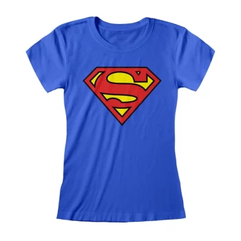 Image of DC Superman - Logo Womens Medium T-Shirt - Blue