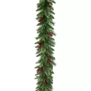 Image of 9ft x 12" Berry Cone Christmas Garland Green