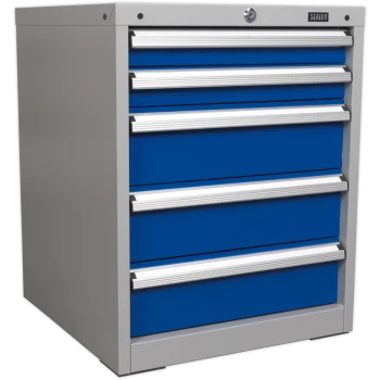 Image of Sealey Premier Industrial Workstation Cabinet 5 Drawer Blue / Grey