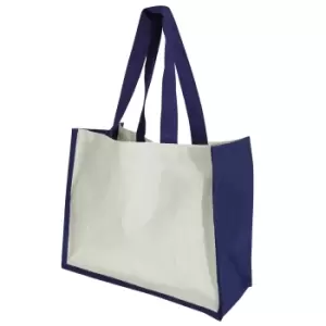 Image of Westford Mill Printers Jute Cot Shopper Bag (21 Litres) (One Size) (Navy Blue)