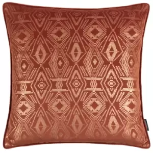 Image of Tayanna Metallic Velvet Cushion Brick, Brick / 50 x 50cm / Polyester Filled