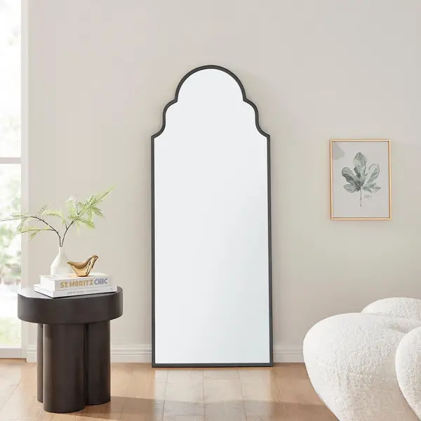 Image of FurnitureboxUK Hima Metal Framed Moroccan Arch Glam Wall Mirror Black