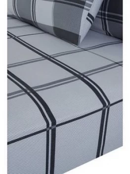 Image of Everyday Collection Brushed Cotton Check Fitted Sheet - Grey